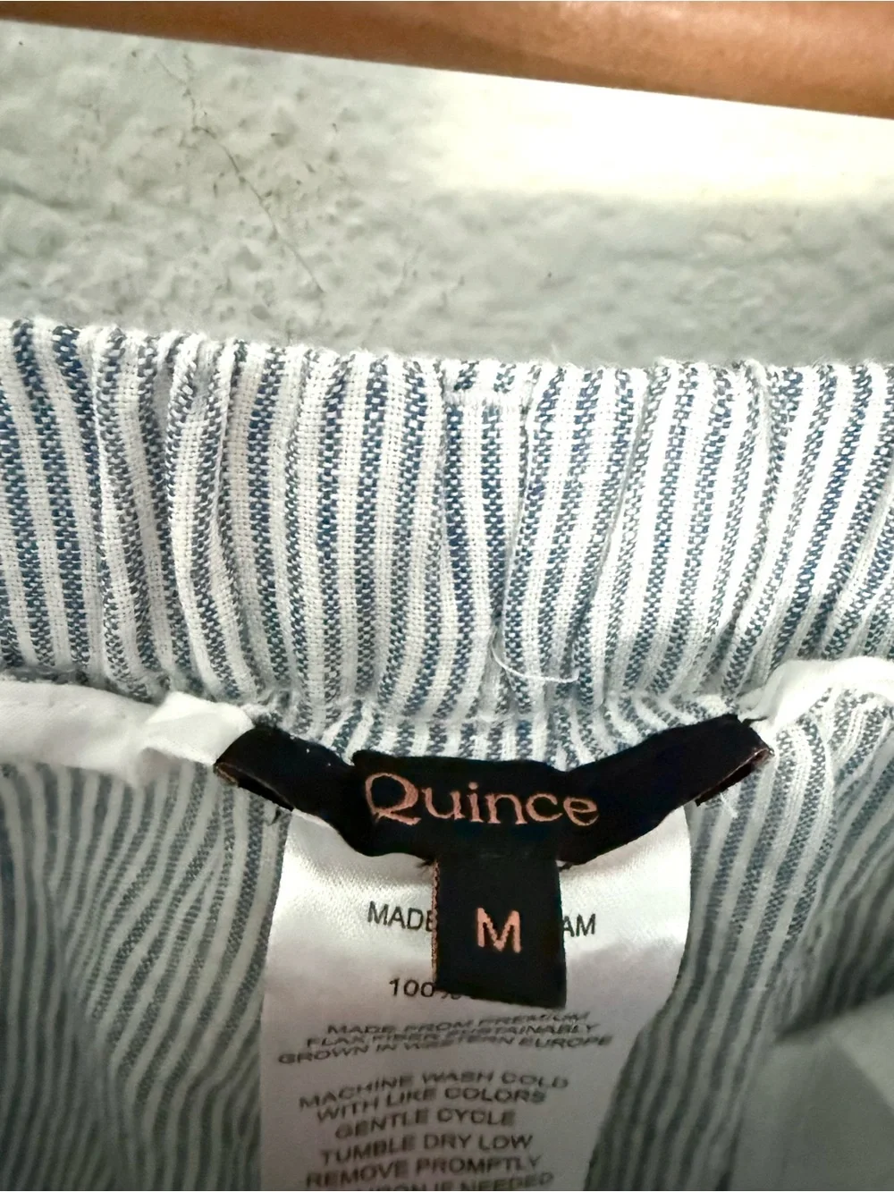 Quince 100% European Linen Pants Striped Size M Coastal